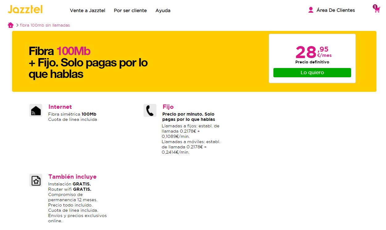 jazztel fibra optica precios