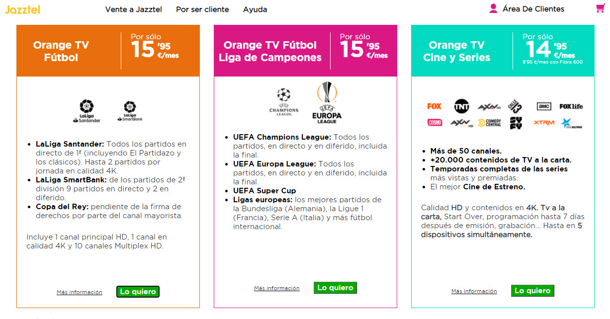 Jazztel TV precios