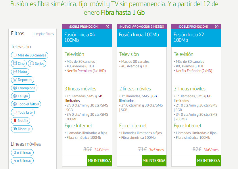 Movistar Fibra precios