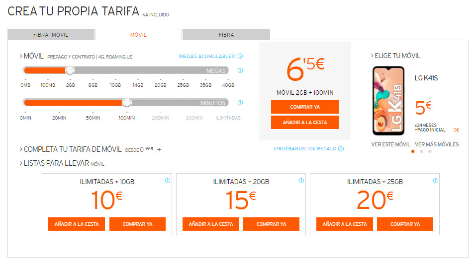 Tarifa de datos más económica sin permanencia