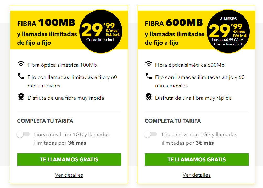 Tarifas Masmovil Fibra