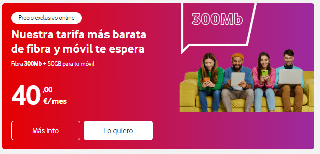 Tarifas Fibra y móvil Vodafone